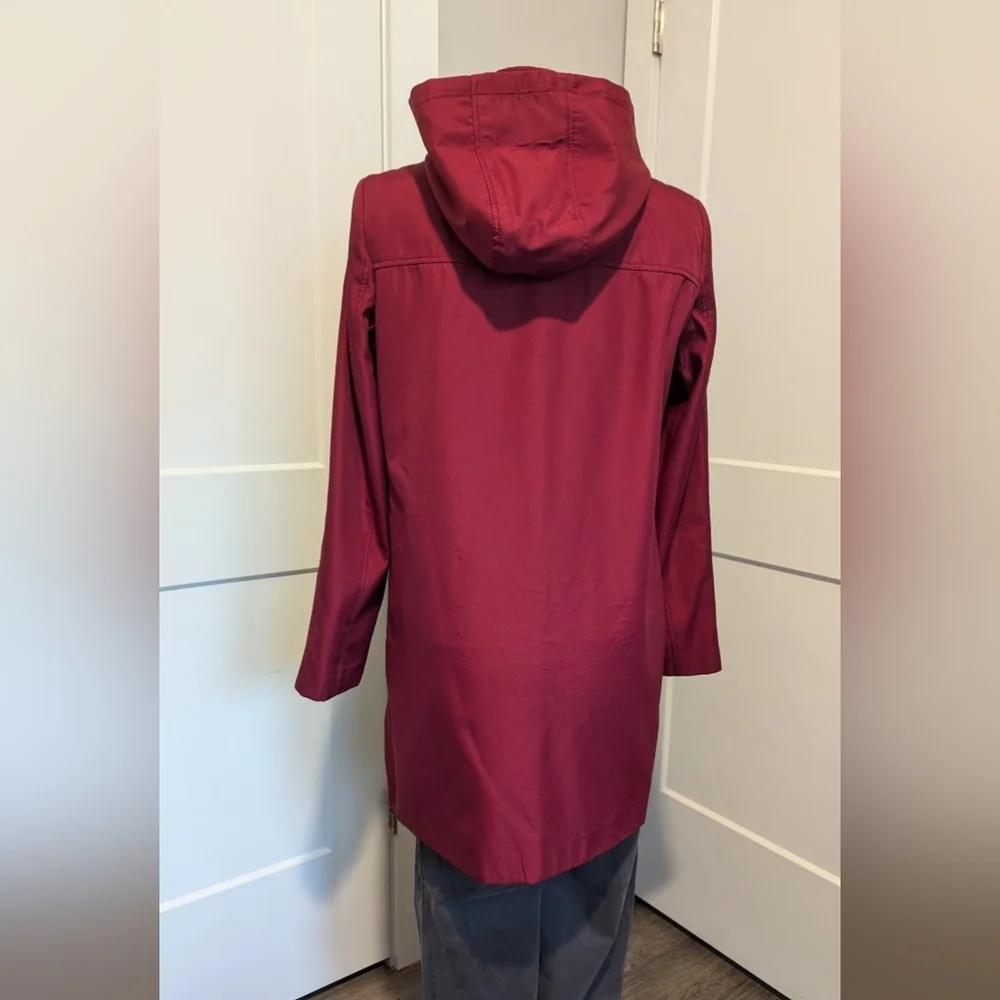 Calvin Klein Womens Softshell Coat Small Long Warm Red Jacket Hooded Full Zip - Picture 6 of 7